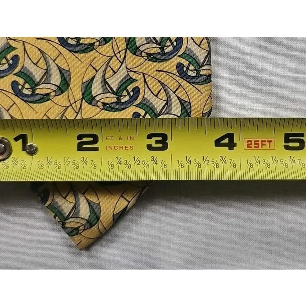 SALVATORE‎ FERRAGAMO Yellow Geometric Silk Tie Italy